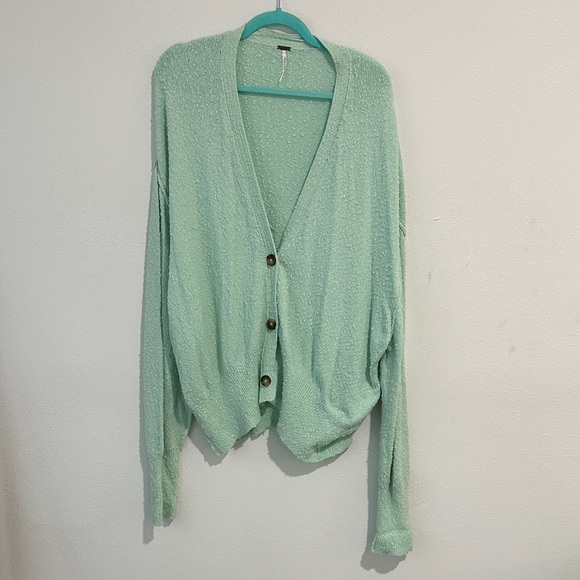Free People Found My Friend Cardigan Sweater in Ocean Lily - Picture 2 of 6
